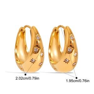 18K Gold Plated Star Hoop Earrings – Layered Look